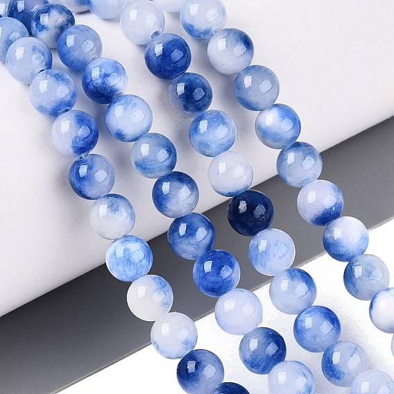 Natural Dyed Persian Jade Beads Strands, Smooth Round