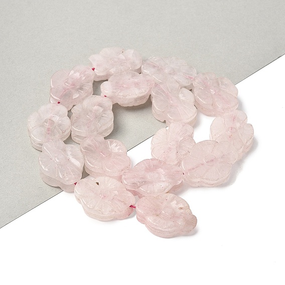 Нити резных бусин из натурального розового кварца, цветок