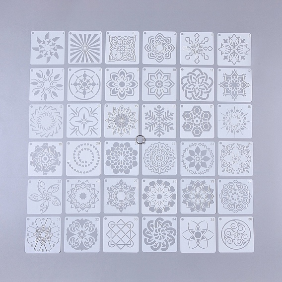 Plastic Drawing Stencil, Drawing Scale Template, for Painting on Scrapbook Fabric Tiles Floor Furniture Wood, Floral Pattern