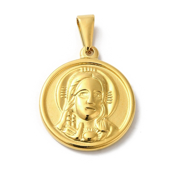 Вакуумное покрытие pvd 304 подвески из нержавеющей стали, плоский круглый с подвеской богини