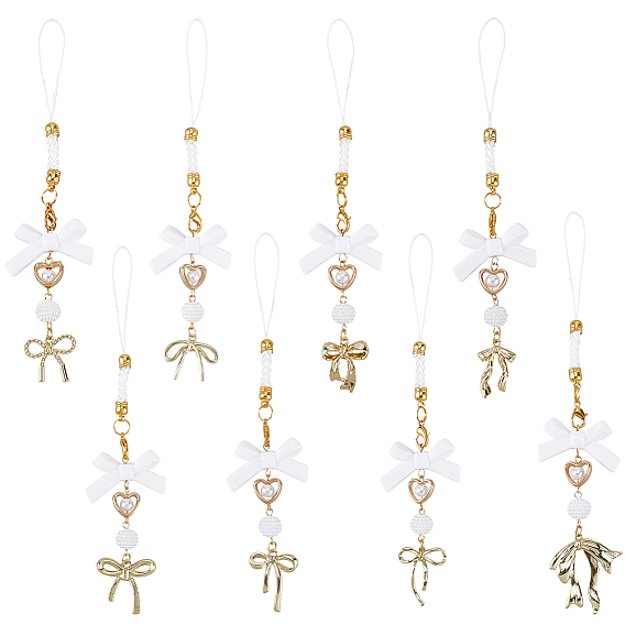 16 шт. 8 стили бант тема сплава и акрил мобильные ремни