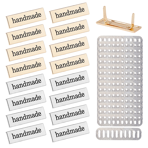 16 шт. 2 цветные бирки из сплава ручной работы, с железной шайбой, для изготовления пакетов, прямоугольник со словом ручной работы