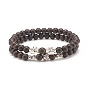 Wood Beaded Stretch Bracelet Sets, Cross Alloy Stackable Bracelets for Women or Men