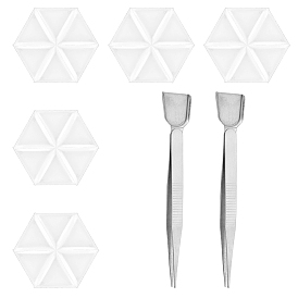 Bandeja para cuentas fundibles triangulares de plástico para bricolaje, con pinzas profesionales de acero inoxidable con punta de diamante