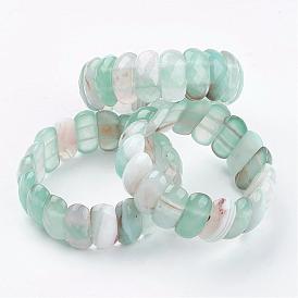Natural Agate Stretch Bracelets, Faceted, Dyed
