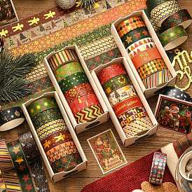 6 Rolls Christmas Paper Decorative Paper Tapes Set, Adhesive Tapes, for DIY Scrapbooking Supplie Gift Decoration