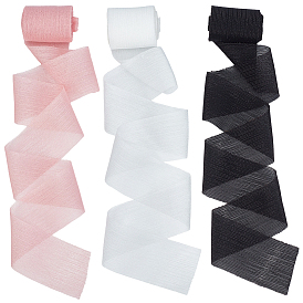 3 рулоны 3 цветная полиэстеровая шифоновая лента, для изготовления ювелирных изделий DIY, подарочная упаковка