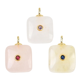 Природных драгоценных камней подвески, квадратные подвески с латунной микрофиброй и фианитами, золотые