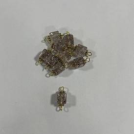 10 Stück Craquelé-Glas-Verbindungsanhänger in Würfelform, mit 304 Edelstahl Zubehör, golden