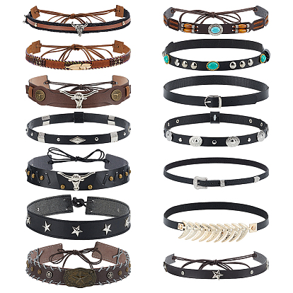 14Pcs 14 Styles PU Leather Hat Bands