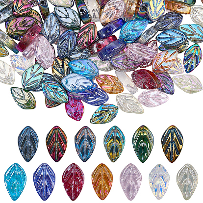 156 Stück 13 Farben galvanisieren Glasperlen, Blatt