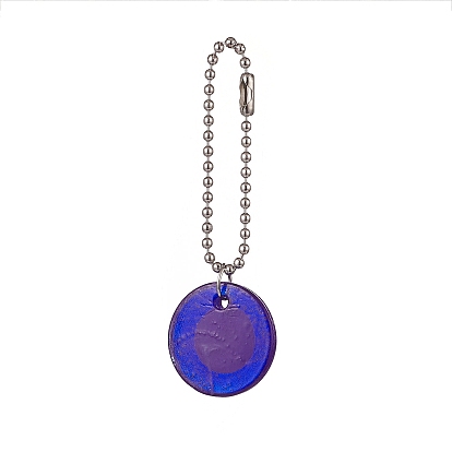 Flat Round with Evil Eye Glass Pendant Decoration, with 201 Stainless Steel Ball Chains