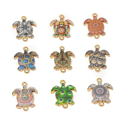 Printed Alloy Connector Charms, Sea Turtle Links, Cadmium Free & Nickel Free & Lead Free, Golden