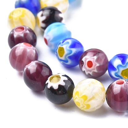 Handmade Millefiori Glass Beads Strands, Round
