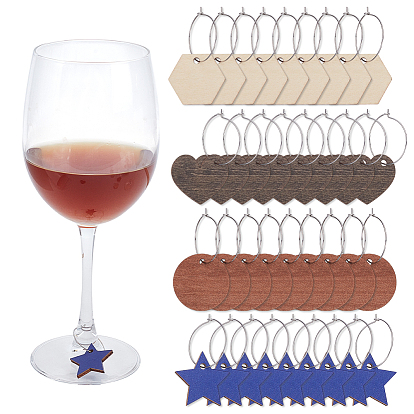 Деревянное кольцо для этикетки винного бокала, с 316 кольцами-подвесками для бокалов для вина из хирургической нержавеющей стали