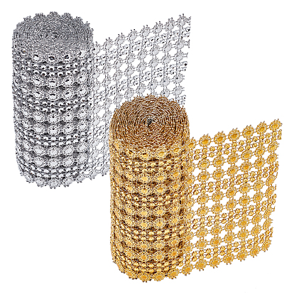 2 Strands 2 Colors  Resin Mesh Rhinestone Trimming
