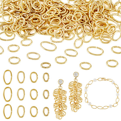 200 шт. 4 стили 304 соединительные кольца из нержавеющей стали, открытые кольца прыжок, овальные