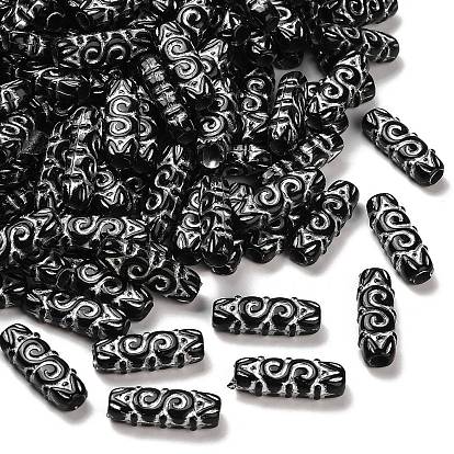 Непрозрачные акриловые бусины, серебристого металла, обвитыми, прямоугольные