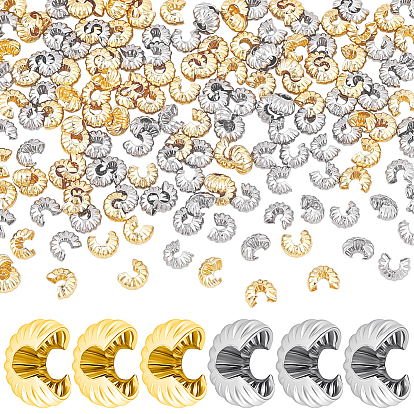 160шт. 2 цвета латунные обжимные бусины крышки, c-образный