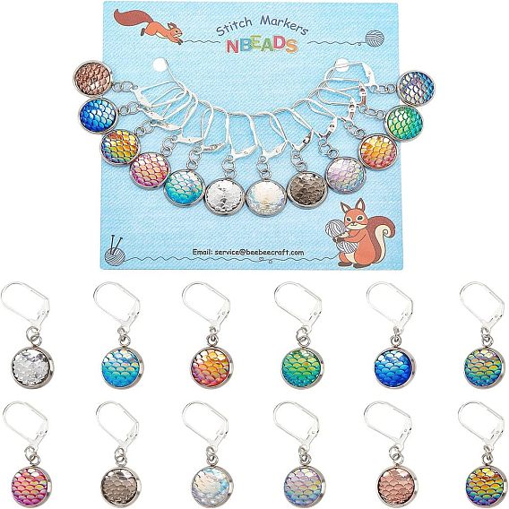 12 шт. 12 цветная полимерная фигурка рыбьей чешуи подвески с замком маркеры петель, с 304 фурнитурой из нержавеющей стали