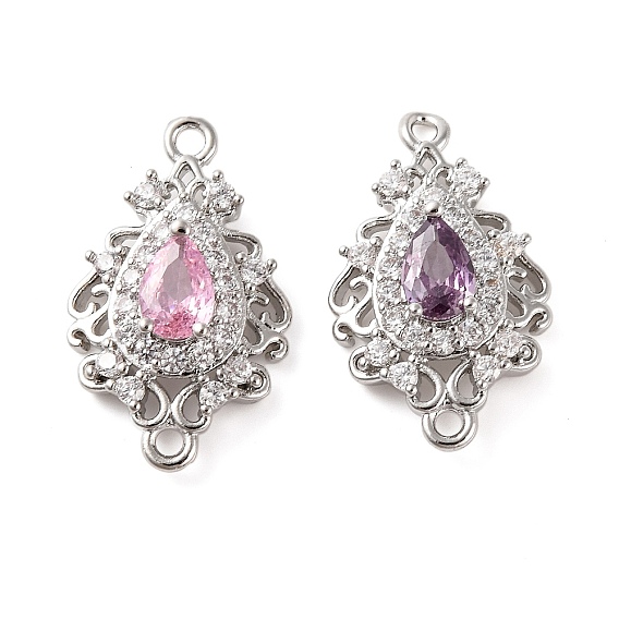 Шармы-соединители из латуни с паве из кубического циркония, полые слезоточивые ссылки, платина