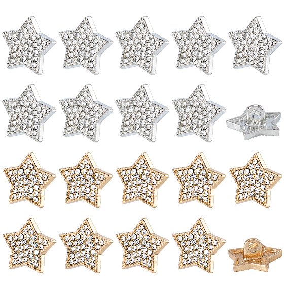 40 шт. 2 цвета 1-отверстие сплава стразов кнопки, звезда