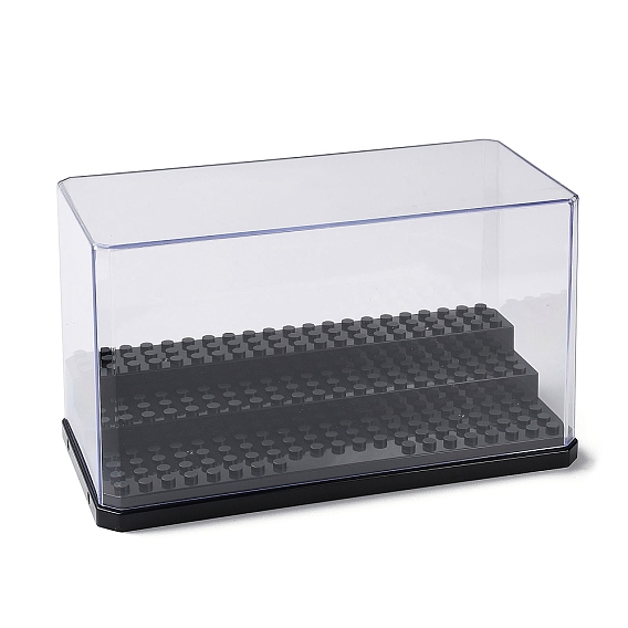 (Defective Closeout Sale: Scratched) 3-Tier Transparent Acrylic Mini Building Block Presentation Boxes, Dustproof Assembled Mini Figures, Model Toy Showcase, Rectangle