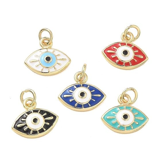 Colgantes de esmalte de bronce, amuletos mal de ojo, chapado en rack, larga duración plateado, sin plomo y cadmio, real 18 k chapado en oro