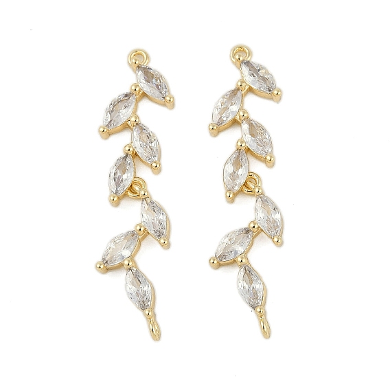 Подвески латунные горный хрусталь, лист