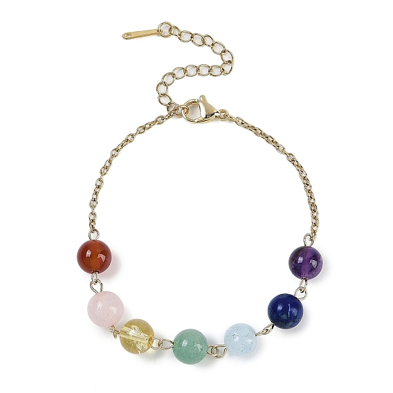 Круглые браслеты с бусинами для женщин с тематикой чакры из натурального кварца, розового кварца, сердолика, зеленого авантюрина, лазурита, аметиста и синтетического цитрина