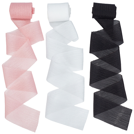 3 рулоны 3 цветная полиэстеровая шифоновая лента, для изготовления ювелирных изделий DIY, подарочная упаковка