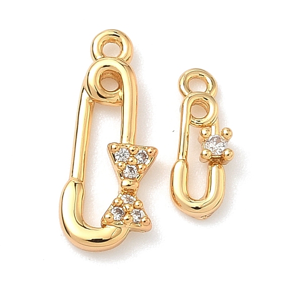 Латунные микро проложить кубического циркония подвески, подвески в форме броши, без никеля , реальный 18 k позолоченный