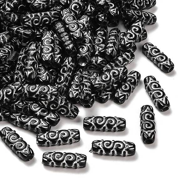 Непрозрачные акриловые бусины, серебристого металла, обвитыми, прямоугольные