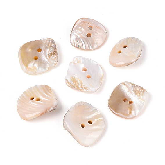 Пуговицы из натуральных пресноводных раковин, самородки, 2-луночное
