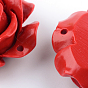 Rose Flower Cinnabar Links, 29x29x11.5mm, Hole: 1.5mm