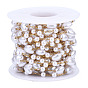ABS Plastic Pearl Heart and Round Beaded Chains, with Golden 316 Stainless Steel Cable Chains, Soldered, with Spool