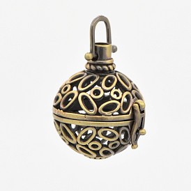 Brass Hollow Cage Pendants, For Chime Ball Pendant Necklace Making, Round