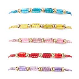 Браслеты из плетеных бусин из стеклянного бисера, плетеные браслеты из нейлоновой нити для женщин