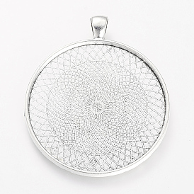 Сеттинги для кабошонов или кулона, сплав, тибетский стиль , без кадмия и без свинца, плоско-круглые