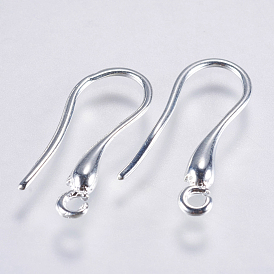 Brass Earring Hooks, with Horizontal Loop, Long-Lasting Plated, Lead Free & Cadmium Free