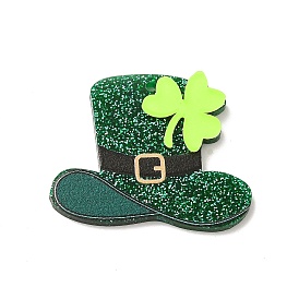 St.Patrick's Day Acrylic Pendants, with Sequins, Hat with Shamrock