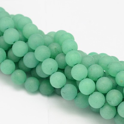 Round Natural Green Aventurine Bead Strands, Frosted