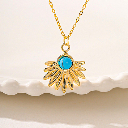 Collares pendientes de cobre amarillo, flor