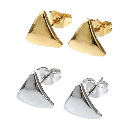 201 Stainless Steel Stud Earrings, with 304 Stainless Steel Pins, Plain Triangle