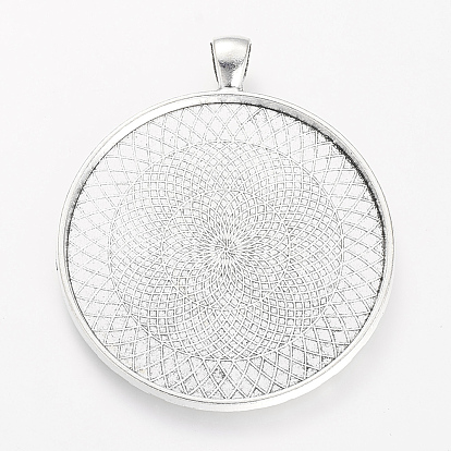 Сеттинги для кабошонов или кулона, сплав, тибетский стиль , без кадмия и без свинца, плоско-круглые