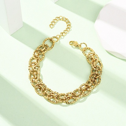 Браслеты из нержавеющей стали с овальными звеньями, изготовленные методом ковки, для женщин.