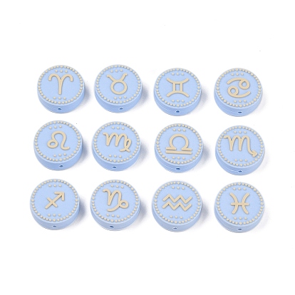 Фокальные бусины из пищевого силикона, круглые с двенадцатью созвездиями