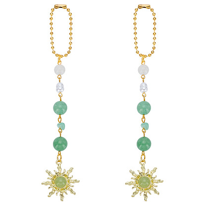 2шт. подвесные украшения из сплава в виде солнца и стекла, с шариковой цепью