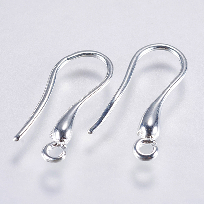 Brass Earring Hooks, with Horizontal Loop, Long-Lasting Plated, Lead Free & Cadmium Free
