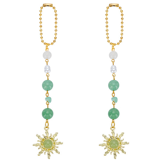 2шт. подвесные украшения из сплава в виде солнца и стекла, с шариковой цепью